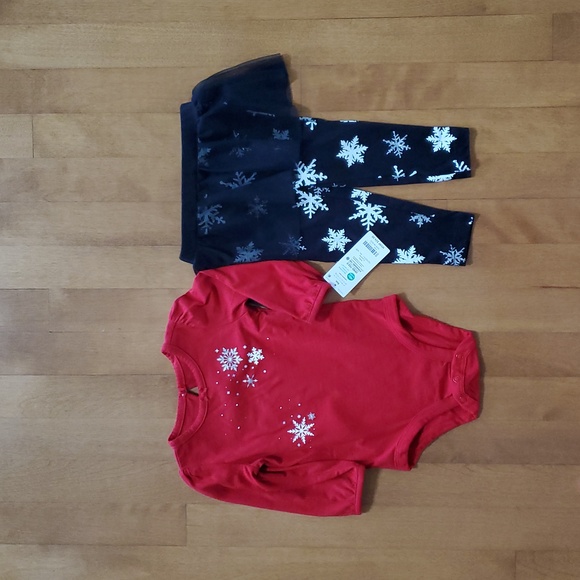 Baby Girls Carter's Christmas SNOWFLAKES Bodysuit & Tutu Pants size 9 12 mo NWT - Picture 4 of 4